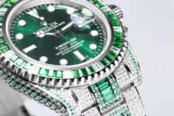 Rolex Replica Submariner Iced Out 116610LV Green Water Ghost