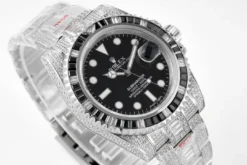 Fake Rolex Submariner Iced Out 116610LV Water Ghost SE Black Dial