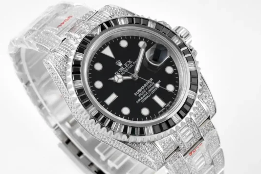 Fake Rolex Submariner Iced Out 116610LV Water Ghost SE Black Dial