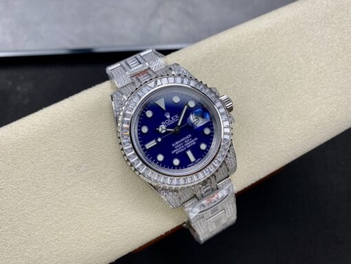 Super Clone Rolex Submariner Iced Out 116619LB 41mm Blue Dial