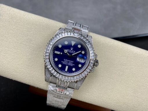 Best Fake Rolex Submariner Iced Out 116619LB 41mm Blue Dial