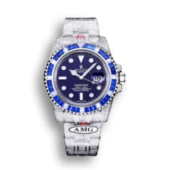 Replica Rolex Submariner Iced Out 116619LB Blue Clear Diamonds Bezel