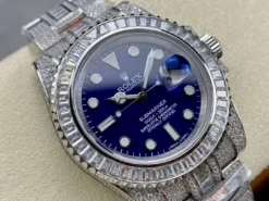 Fake Rolex Submariner Iced Out 116619LB Blue Dial 40mm