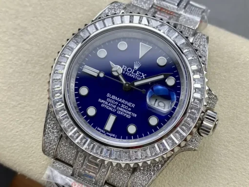 Rolex Replica Submariner Iced Out 116619LB Blue Dial 40mm