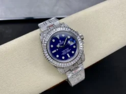 Super Clone Rolex Submariner Iced Out 116619LB Blue Dial 40mm