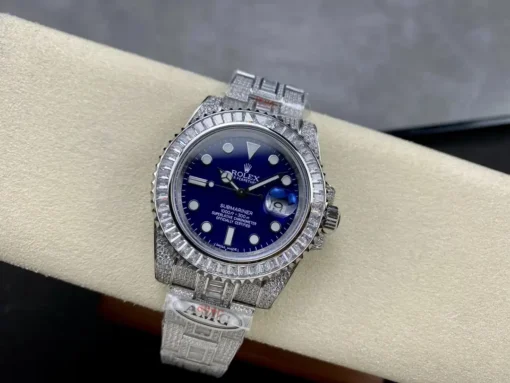 Best Fake Rolex Submariner Iced Out 116619LB Blue Dial 40mm