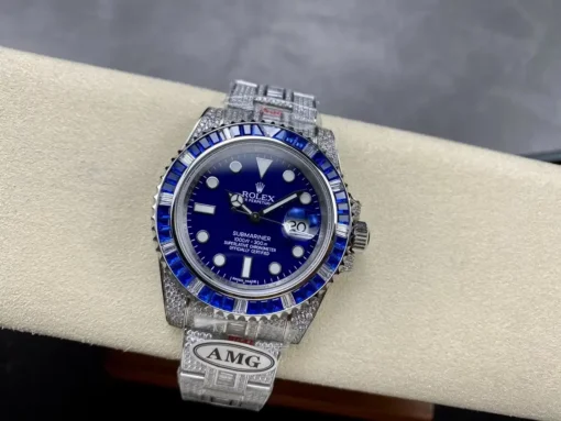 Best Fake Rolex Submariner Iced Out 116619LB Blue Dial Blue Bezel