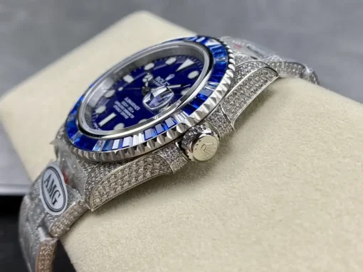 Best Rolex Replica Submariner Iced Out 116619LB Blue Dial Blue Bezel
