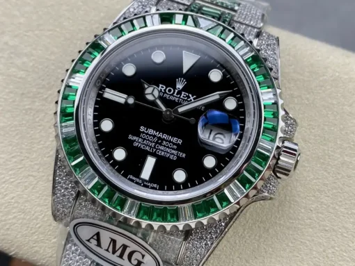 Rolex Replica Submariner Iced Out 126610LV Black Dial
