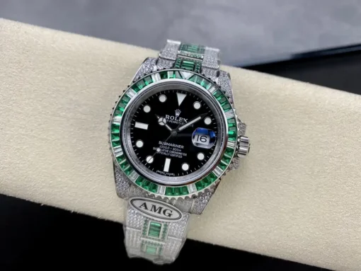 Best Fake Rolex Submariner Iced Out 126610LV Black Dial
