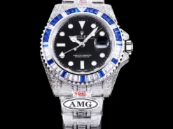 Fake Rolex Submariner Iced Out 126710BLNR Black Dial