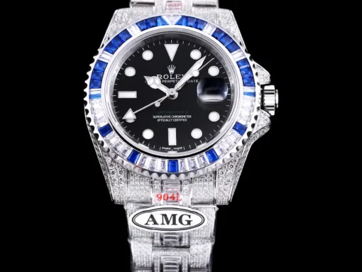 Fake Rolex Submariner Iced Out 126710BLNR Black Dial