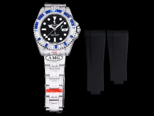 Super Clone Rolex Submariner Iced Out 126710BLNR Black Dial