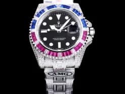 Fake Rolex Submariner Iced Out 126710BLRO Black Dial