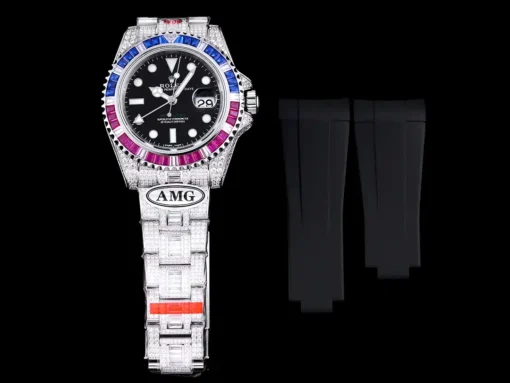 Super Clone Rolex Submariner Iced Out 126710BLRO Black Dial