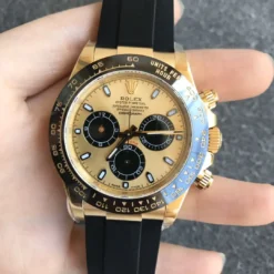 Rolex Super Clone Super Universe Chronograph Daytona 116518 Golden & Bright Black Dial