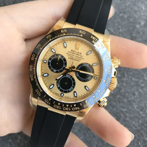 Fake Rolex Super Universe Chronograph Daytona 116518 Golden & Bright Black Dial
