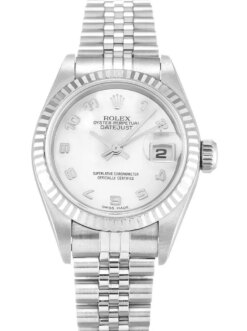 Replica Rolex Lady-Datejust 79174 26mm White Mother of Pearl Dial Face Detail