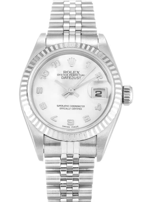 Replica Rolex Lady-Datejust 79174 26mm White Mother of Pearl Dial Face Detail