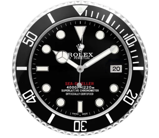 Replica Rolex WALL CLOCK – SEA-DWELLER BLACK DIAL Close-Up Focus